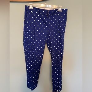 Jcrew blue white polka dot cropped pants